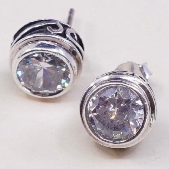 Silpada Sterling Silver CZ Harlequin Post Earrings - Picture 2 of 16